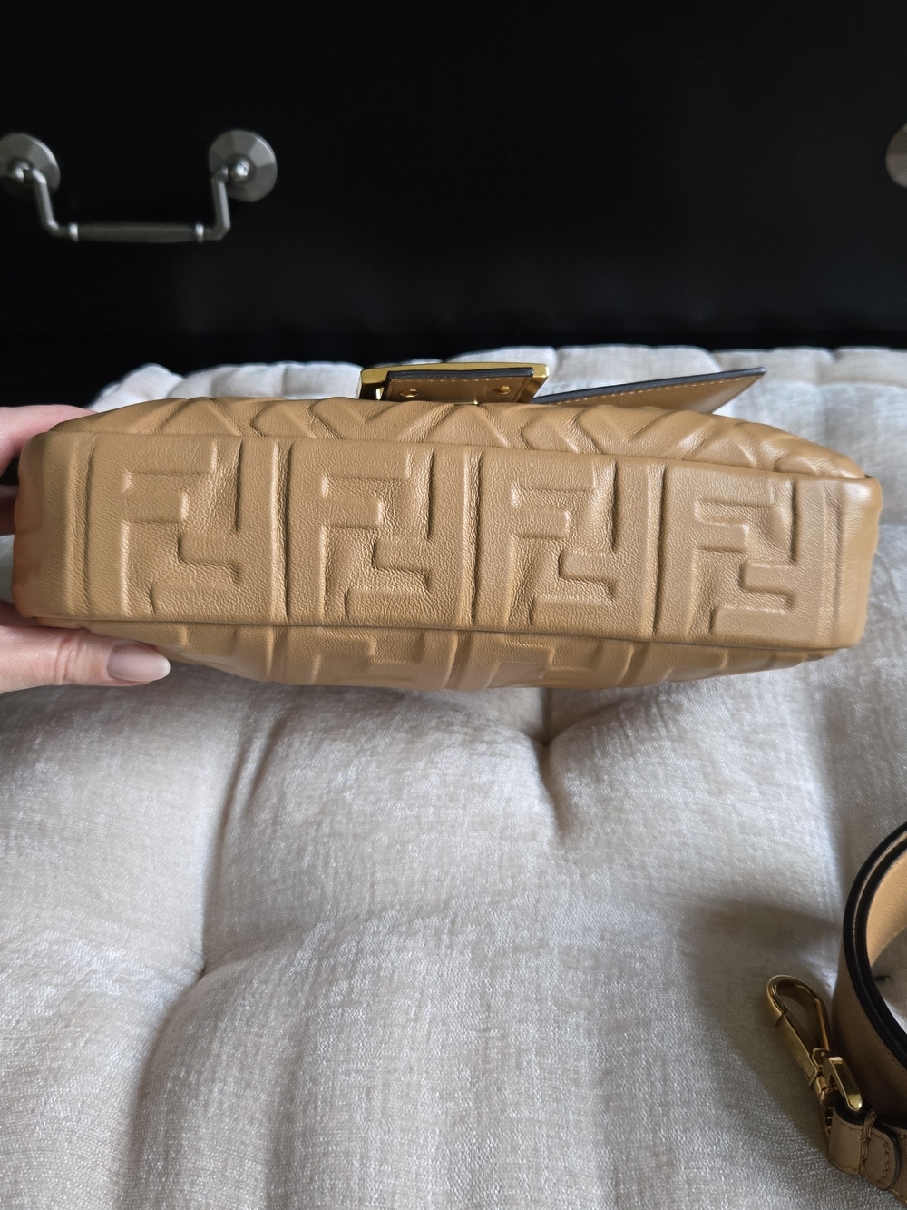 Fendi Nappa FF 1974 Embossed Baguette Zucca Miele Scuro - Picture 5 of 16